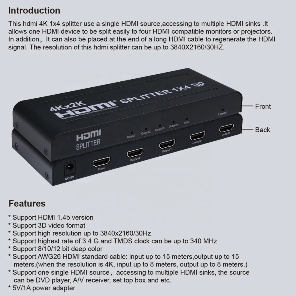 HDMI 4K SPLITTER 1X4 - Image 2