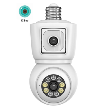 3.0 + 3.0 MP Indoor Wifi Light Bulb Cctv Camera Dual Lens (Memory Card Not Included)
